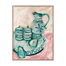 Teal Still Life Tea Party Printed Wall Art