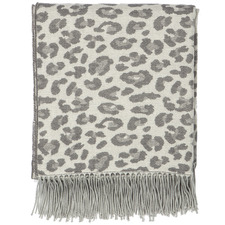 Grey Fringed Leopard Throws (Set of 2)