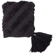 Black Striped Mirage Cotton Throws (Set of 2)