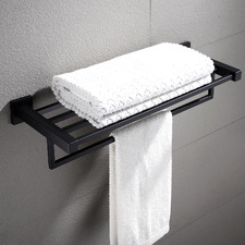 Nero 600mm Black Bathroom Storage Rail