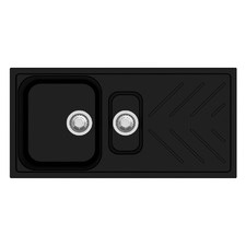 Obsidian 1000mm 1 & &frac14; Granite Composite Kitchen Sink with Drainer