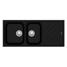 1160mm 1 & ¾ Black Granite Composite Kitchen Sink