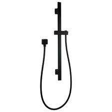 Black Square Wall Mounted Sliding Rail with Water Hose & Wall Connector Set