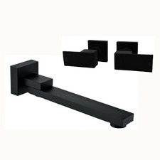 3 Piece Black Nero Bath Wall Spout & Tap Set
