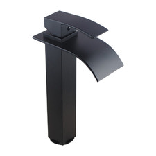 Polly Square Matte Black Tall Waterfall Basin Mixer