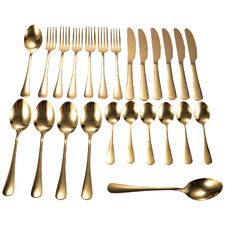 24 Piece Gold Stainless Steel Cutlery Set