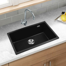 Black W62 x D39cm Granite Single Kitchen Sink Bowl