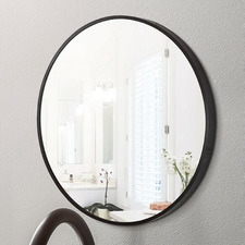 Black Round Aluminium Wall Mirror with Brackets