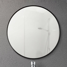 Black Round Aluminium Wall Mirror with Brackets
