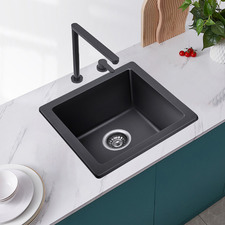Black Square Granite Quartz Stone Kitchen Sink
