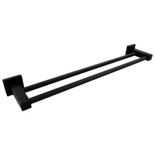 Nero 600mm Black Stainless Steel Double Rail Towel Rail