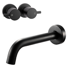 Euro Matte Black Wall Mounted Bath Spout & Tap Set