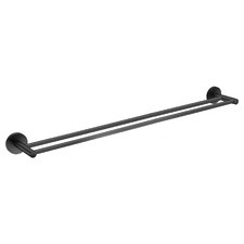 Black Euro 700mm Double Bar Pin Towel Rail
