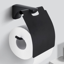Black Steel & Zinc Alloy Toilet Paper Holder