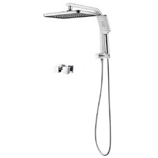 Ottimo 300mm Chrome Short Twin Shower & Wall Top Assemblies Set