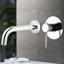 Euro 195mm Chrome Wall Mounted Bath/Basin Mixer Set