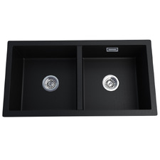 Black Granite Double Kitchen Sink Bowl