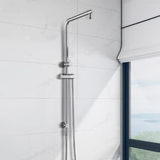 Chrome Round Twin Rail Shower body With Diverter