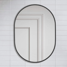 Black Superia Oval Stainless Steel Wall Mirror