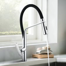 Cammie Chrome Gooseneck Pull down Kitchen Sink Mixer