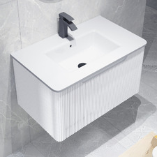 Mallari 750mm Wall Hung Single Vanity with Ceramic Countertop Integrated Basin