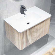 Mallari 750mm Wall Hung Single Vanity with Ceramic Countertop Integrated Basin