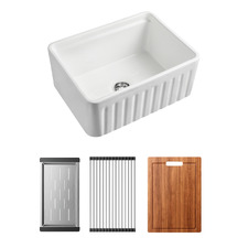 Pierre 610mm Ceramic Farmhouse Sink & Accessories Package