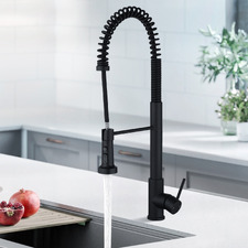 Cedric Matte Black Gooseneck Pull-Down Kitchen Sink Mixer