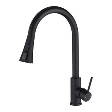 Leopold Chrome Gooseneck Pull-Out Kitchen Sink Mixer