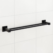 Nero 600mm Black Stainless Steel Double Rail Towel Rail