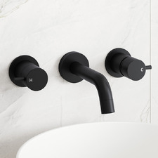 Euro Matte Black Wall Mounted Bath Spout & Tap Set