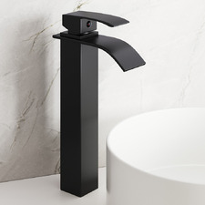 Polly Square Matte Black Tall Waterfall Basin Mixer