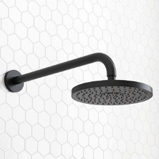 Euro 200mm Matte Black Curved Shower Arm & Head