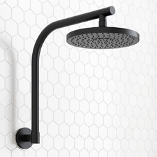 Euro 200mm Matte Black Swivel Shower Arm & Head