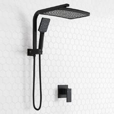 Ottimo 300mm Matte Black Short Twin Shower Mixer Set