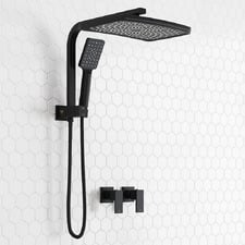 Ottimo Black Short Twin Shower & Wall Tap Set