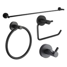 Round Matte Black Bathroom Basics Accessory Package