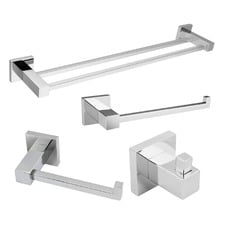 Square Chrome Bathroom Basics Accessory Package