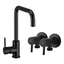Euro Matte Black Kitchen/Laundry Essentials Package