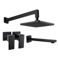 Retro-fit Square Matte Black Shower Bathroom Basics Package