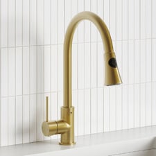 Euro Brushed Yellow Gold Flared Pull-Out Kitchen Sink Mixer
