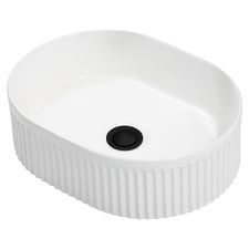 Zoya 400mm Gloss White Pill Ceramic Basin with Pop-Up Waste