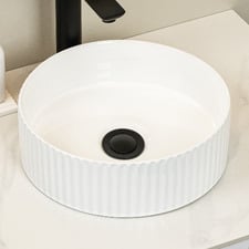 Zoya 280mm Gloss White Round Ceramic Basin with Pop-Up Waste