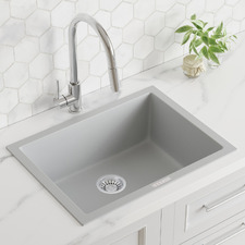 610mm Single Dark Grey Granite Composite Kitchen Sink