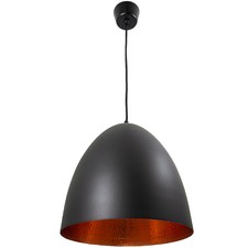 Egg Label Ceiling Light in Black with Beaten Copper Finish