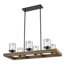 Meti Wood & Glass 6 Light Pendant