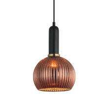 Vintaj Ribbed Glass & Iron Pendant Light
