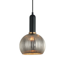 Vintaj Ribbed Glass & Iron Pendant Light