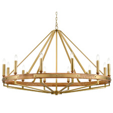 Corey Iron & Oak Wood 12 Light Pendant