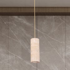 Aric Travertine & Iron Pendant Light